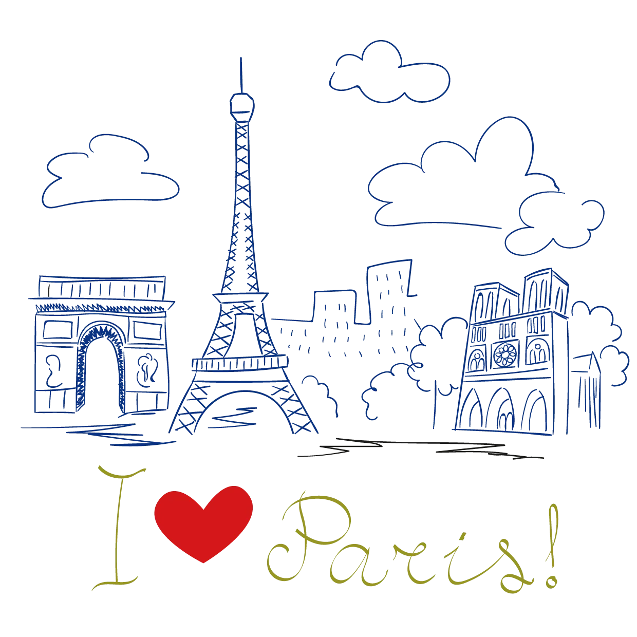 Paris Drawing Sketch, Hand-painted Paris, love, watercolor  Painting,  painted png